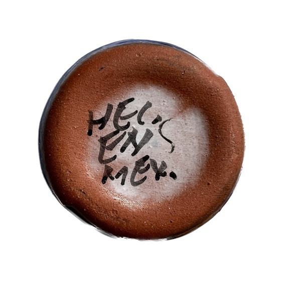 Mexican Pottery Vase Blue & White Hecho En Mexico 5 1/2" Tall Folk Floral Flower - Picture 5 of 6